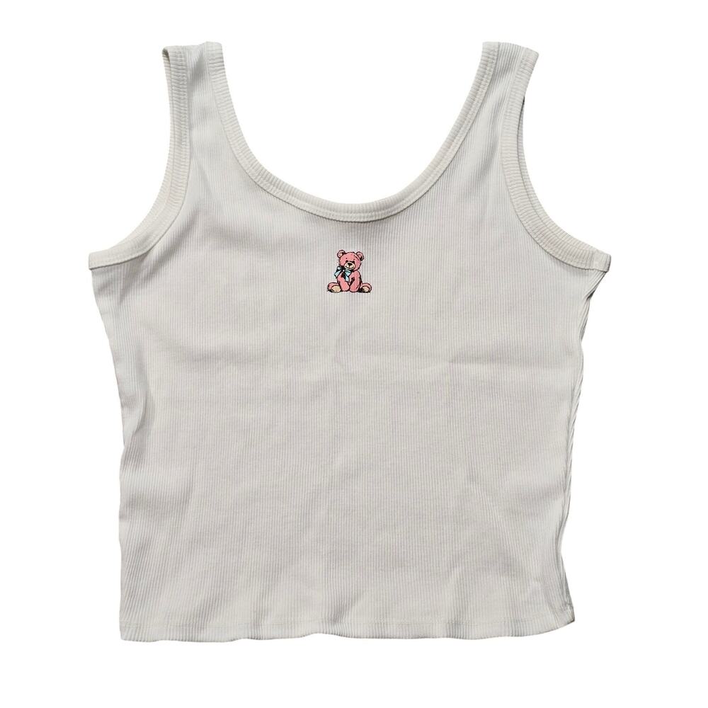 Obsessive Love Ribbed Teddy Bear Crop Tank Top